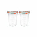2x850ml Wide Mouthed Storage Glass Jar with Rubber Seal&Clips- Airtight Food Storage