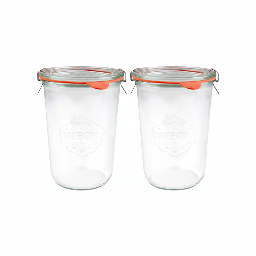 4x850ml Wide Mouthed Storage Glass Jar with Rubber Seal&Clips- Airtight Food Storage