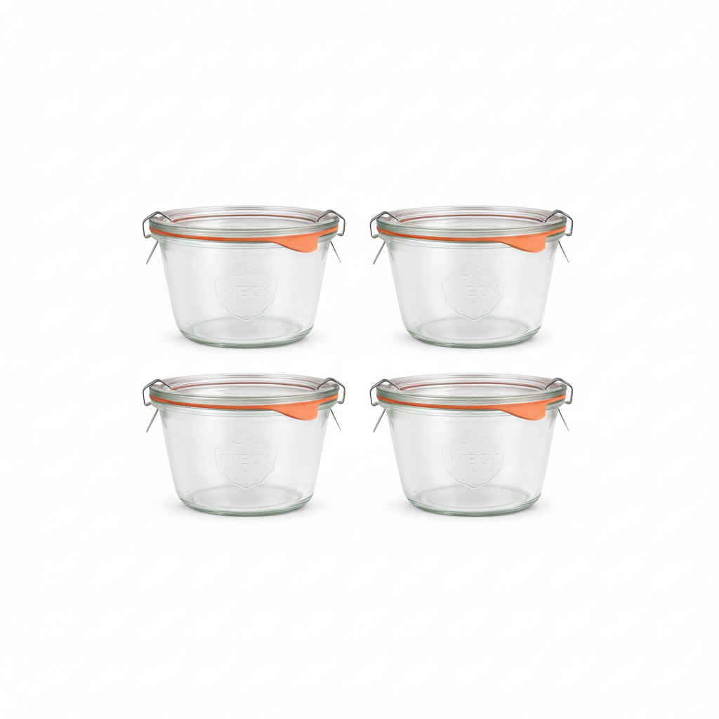 X4-370 ml Wide Mouthed Storage Glass Jar with Rubber Seal&Clips- Airtight Food Storage