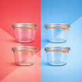 X4-370 ml Wide Mouthed Storage Glass Jar with Rubber Seal&Clips- Airtight Food Storage