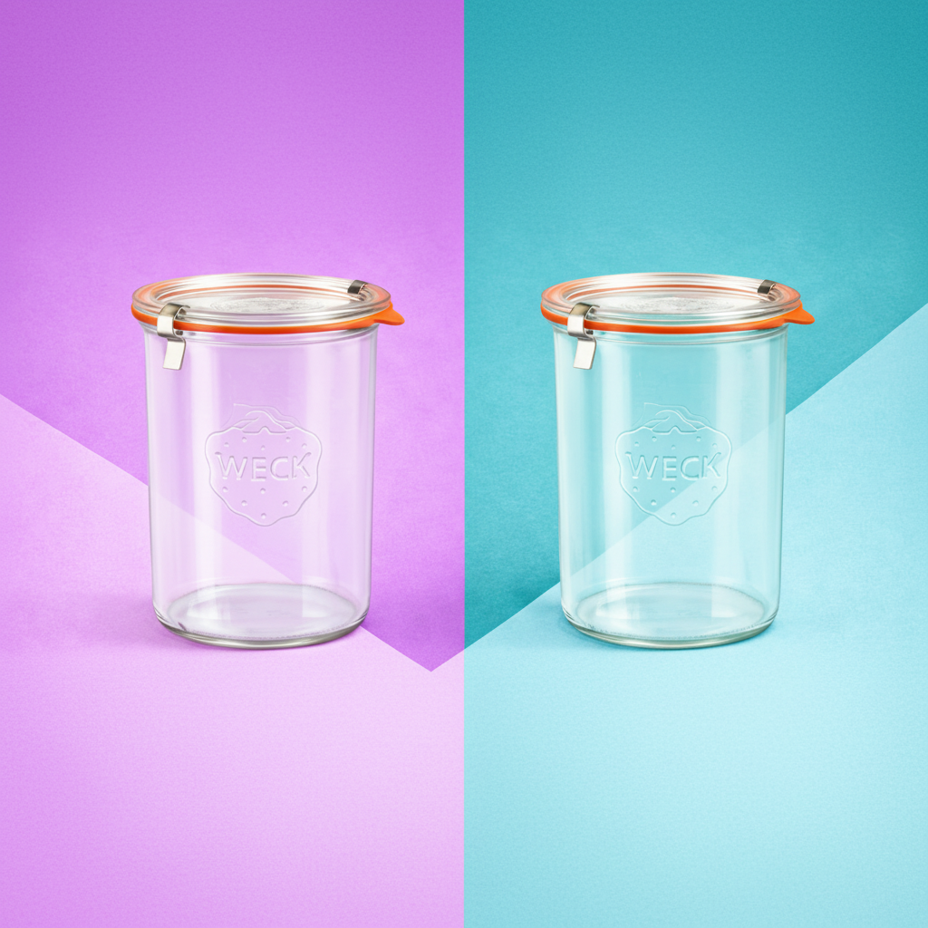 2x850ml Wide Mouthed Storage Glass Jar with Rubber Seal&Clips- Airtight Food Storage