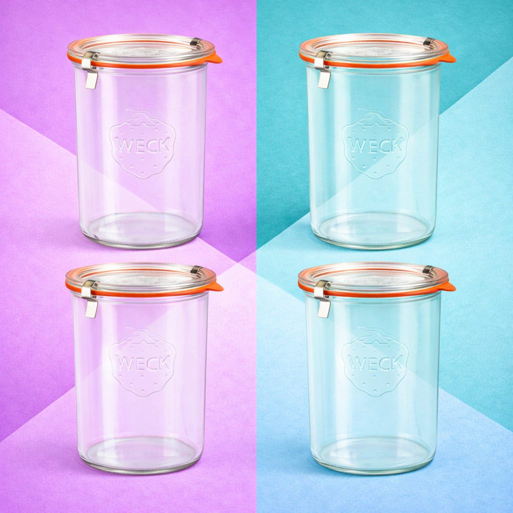4x850ml Wide Mouthed Storage Glass Jar with Rubber Seal&Clips- Airtight Food Storage