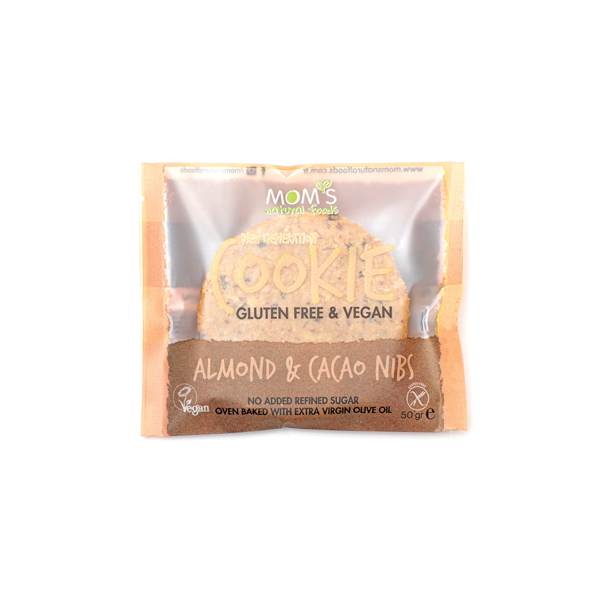 Whole Grain Gluten-free Vegan Healthy Snack Cookie 50 gram (Almond - Cacao Nibs)