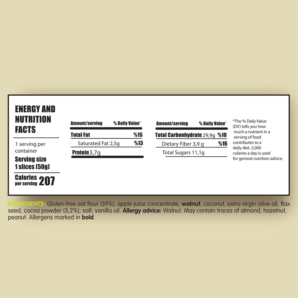 Whole Grain Gluten-free Vegan Healthy Snack Cookie 50 gram (Brownie)