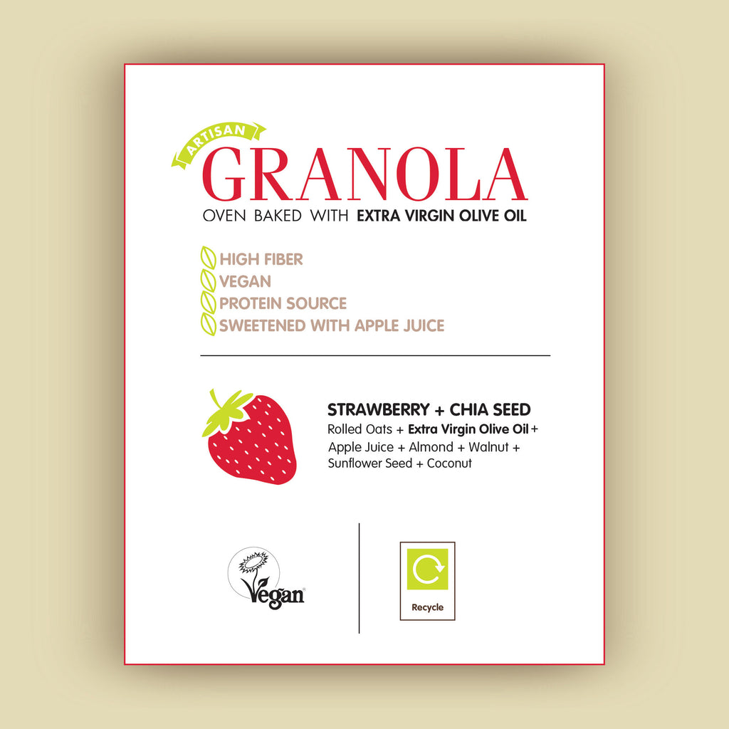 Whole Grain High Fiber Vegan Granola 360 gram 12.69 ounces (Strawberry-Chia)