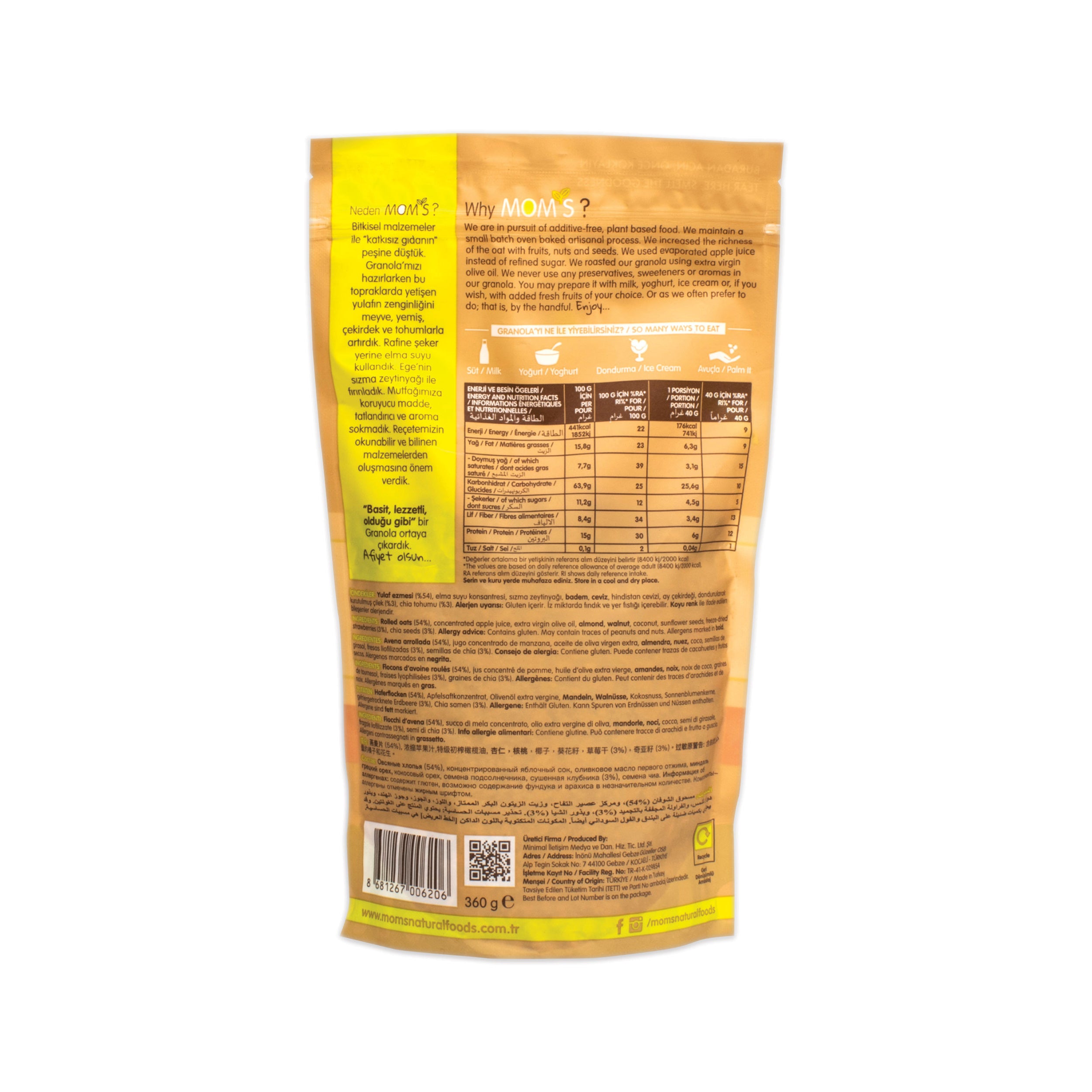 Whole Grain High Fiber Vegan Granola 360 gram 12.69 ounces (Strawberry-Chia)