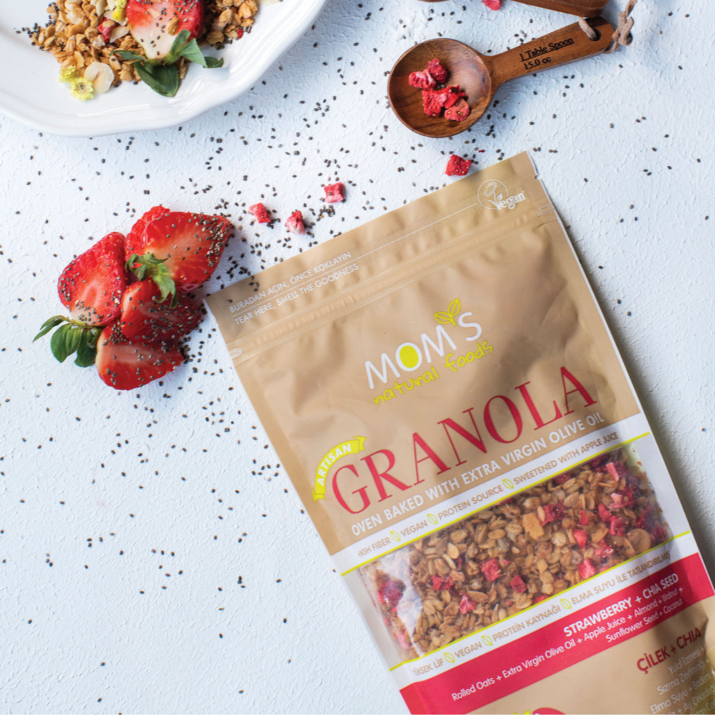 Whole Grain High Fiber Vegan Granola 360 gram 12.69 ounces (Strawberry-Chia)