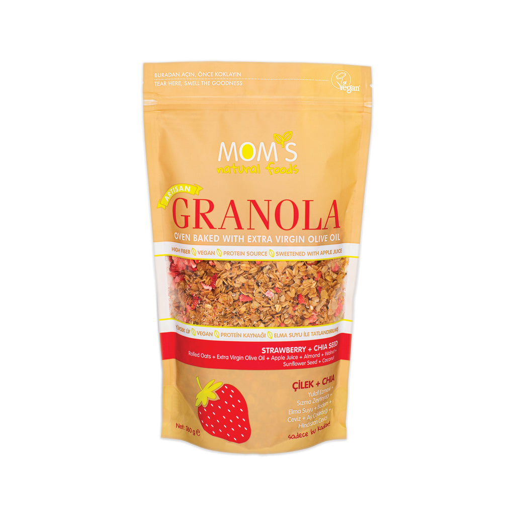 Whole Grain High Fiber Vegan Granola 360 gram 12.69 ounces (Strawberry-Chia)