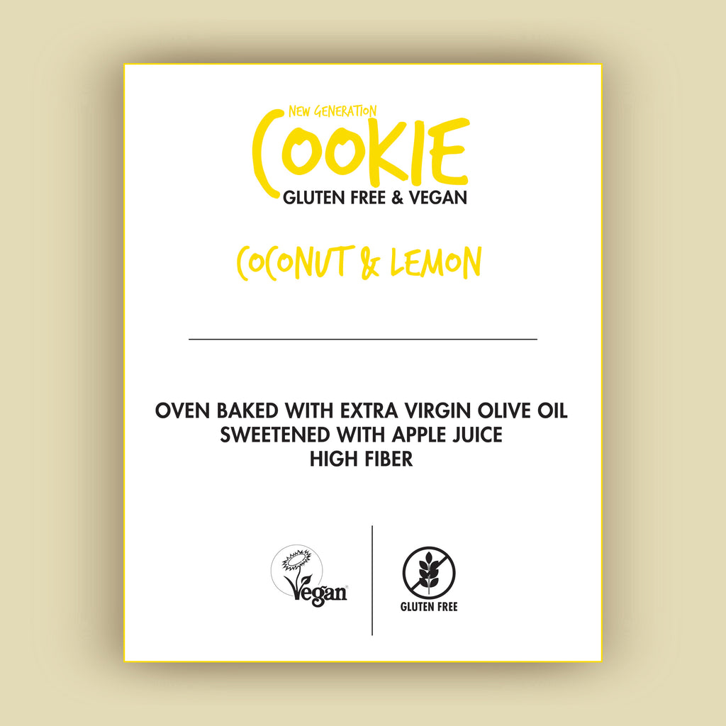 Whole Grain Gluten-free Vegan Healthy Snack Cookie 50 gram (Coconut - Lemon)