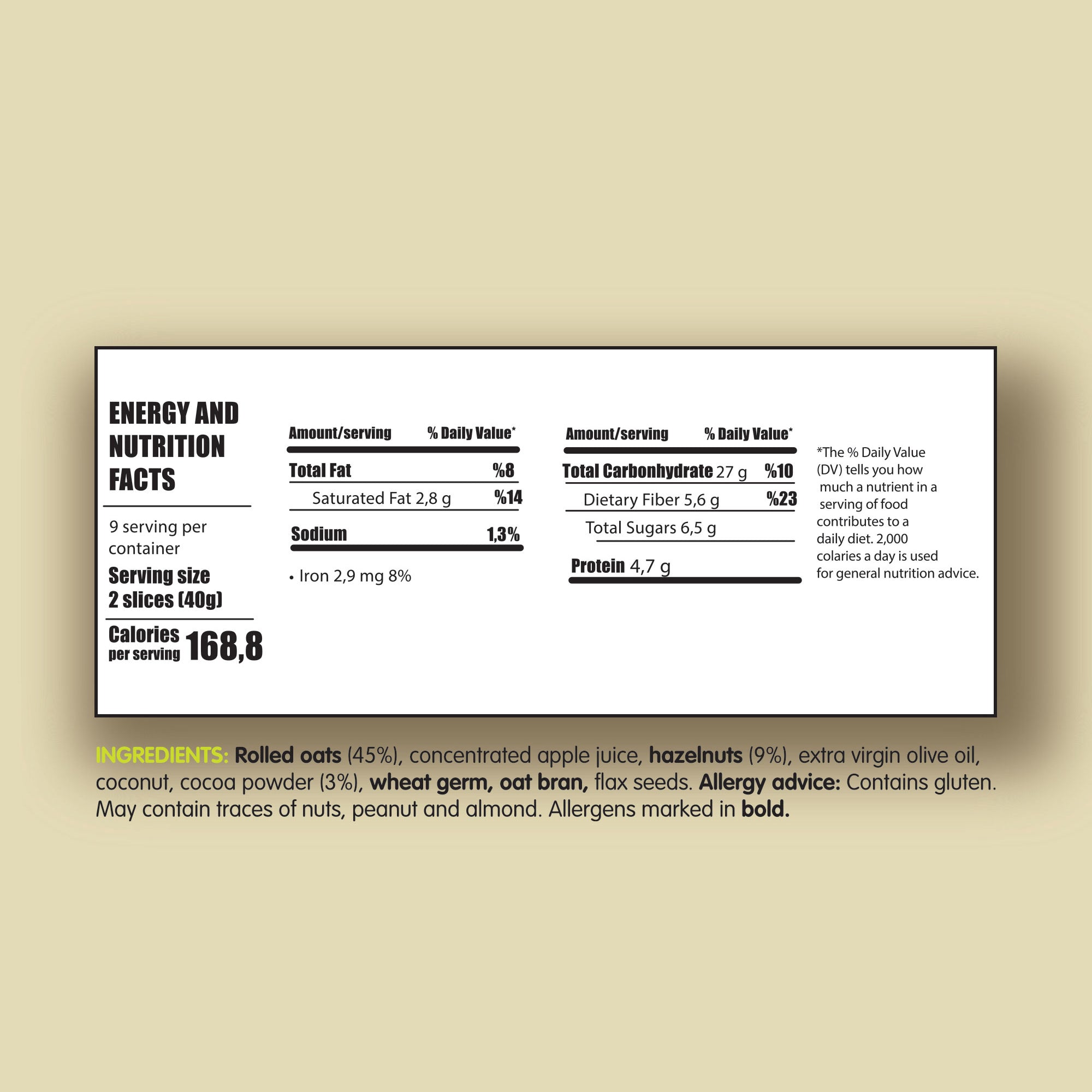 Whole Grain High Fiber Vegan Granola 360 gram 12.69 ounces (Cocoa-Hazelnut)