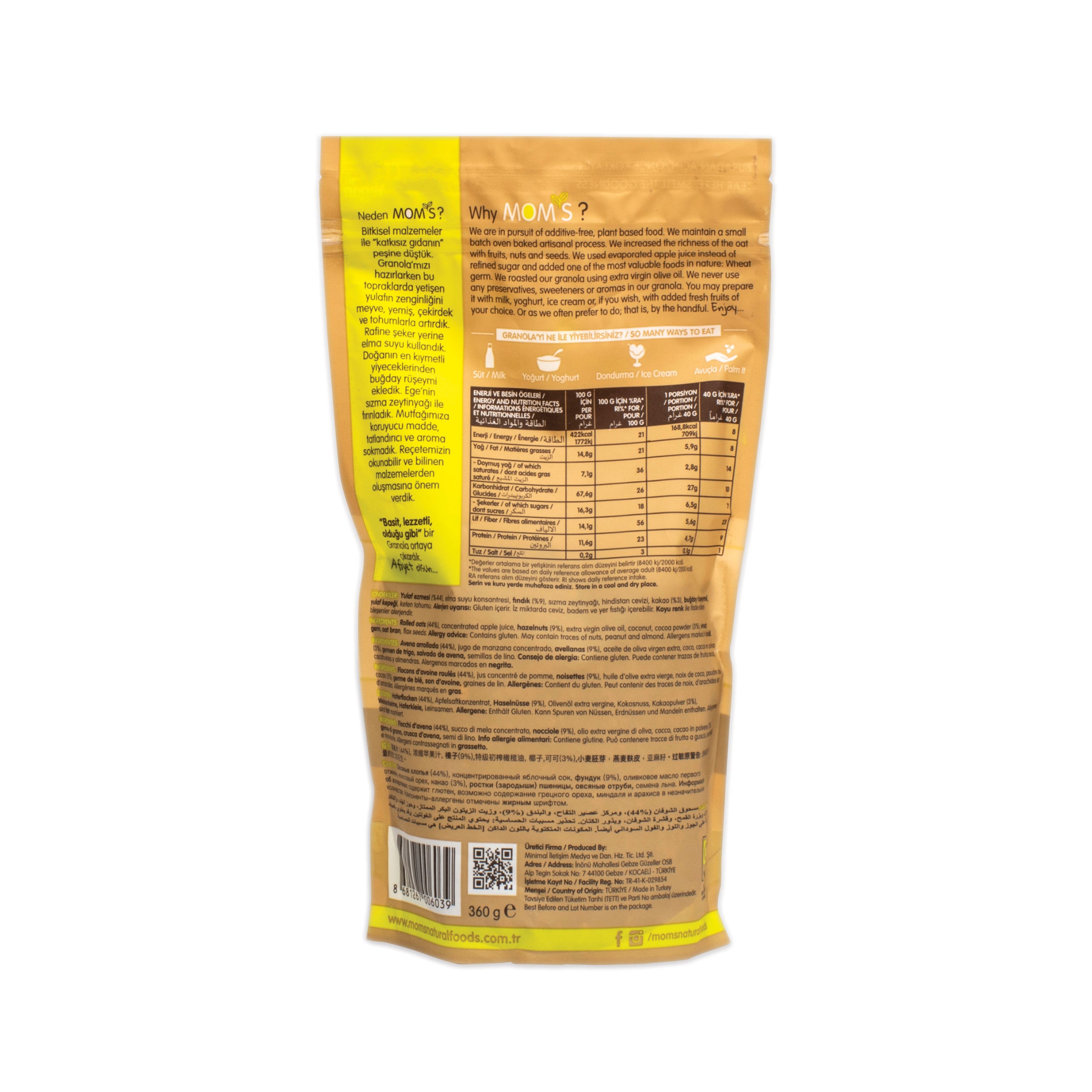 Whole Grain High Fiber Vegan Granola 360 gram 12.69 ounces (Cocoa-Hazelnut)
