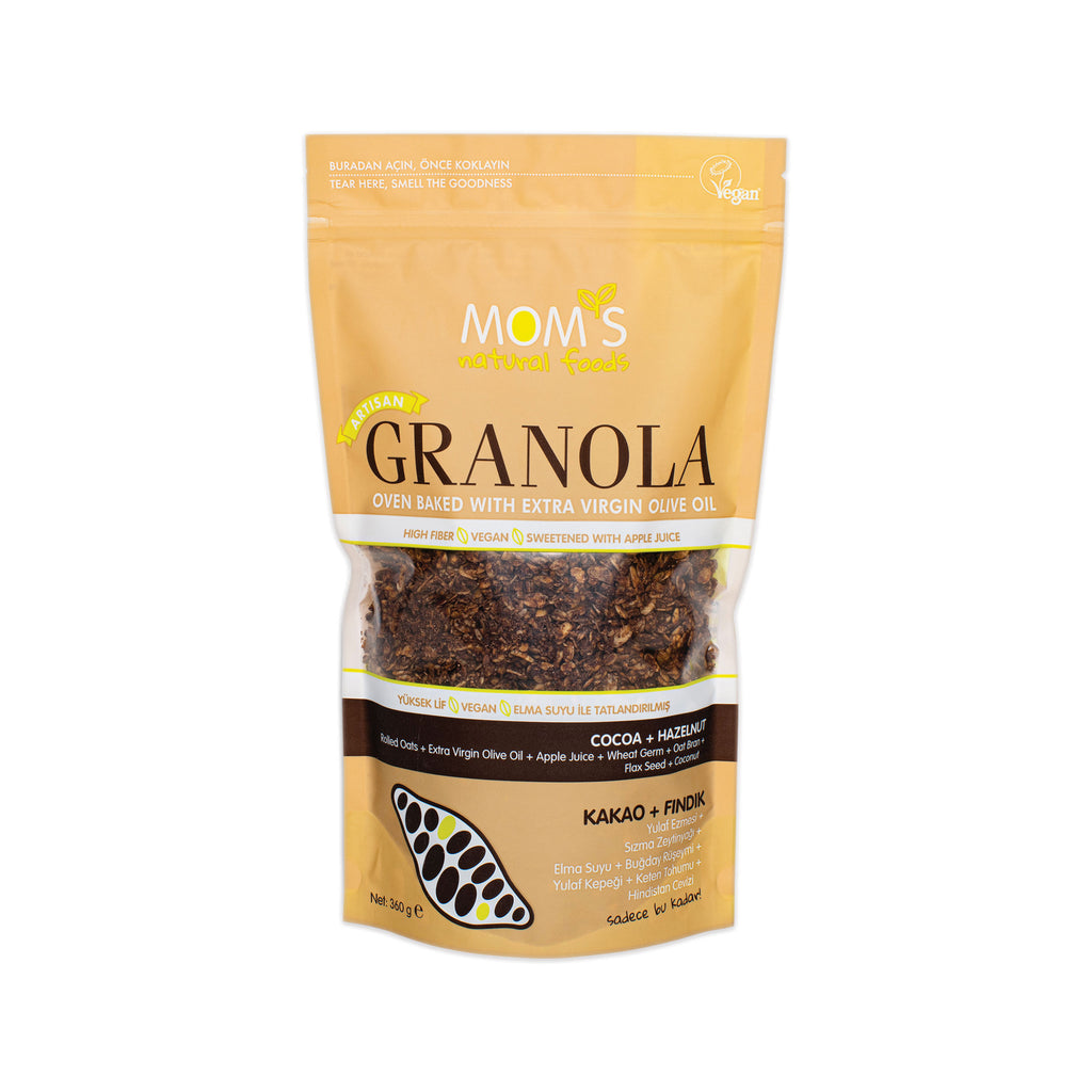 Whole Grain High Fiber Vegan Granola 360 gram 12.69 ounces (Cocoa-Hazelnut)