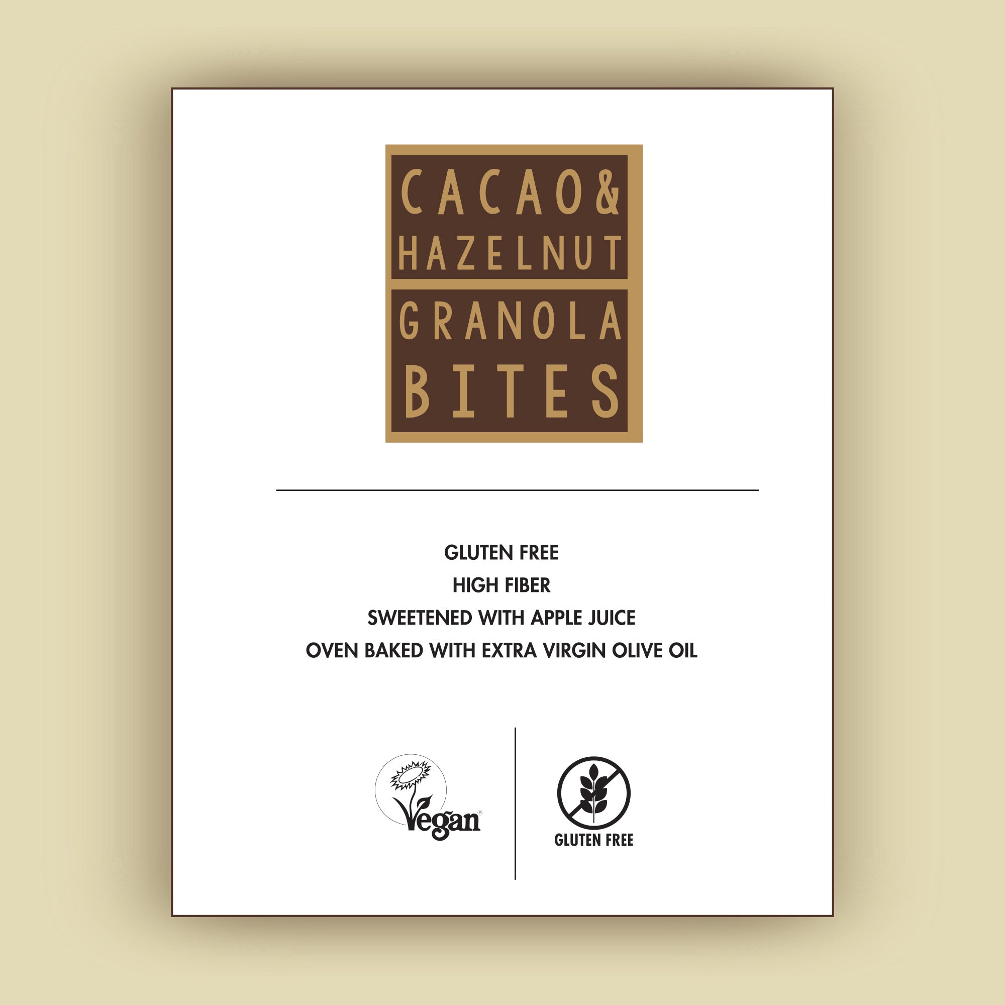 Whole Grain Gluten-free Vegan Granola Bites Snack 38 gram (Cocoa - Hazelnut)