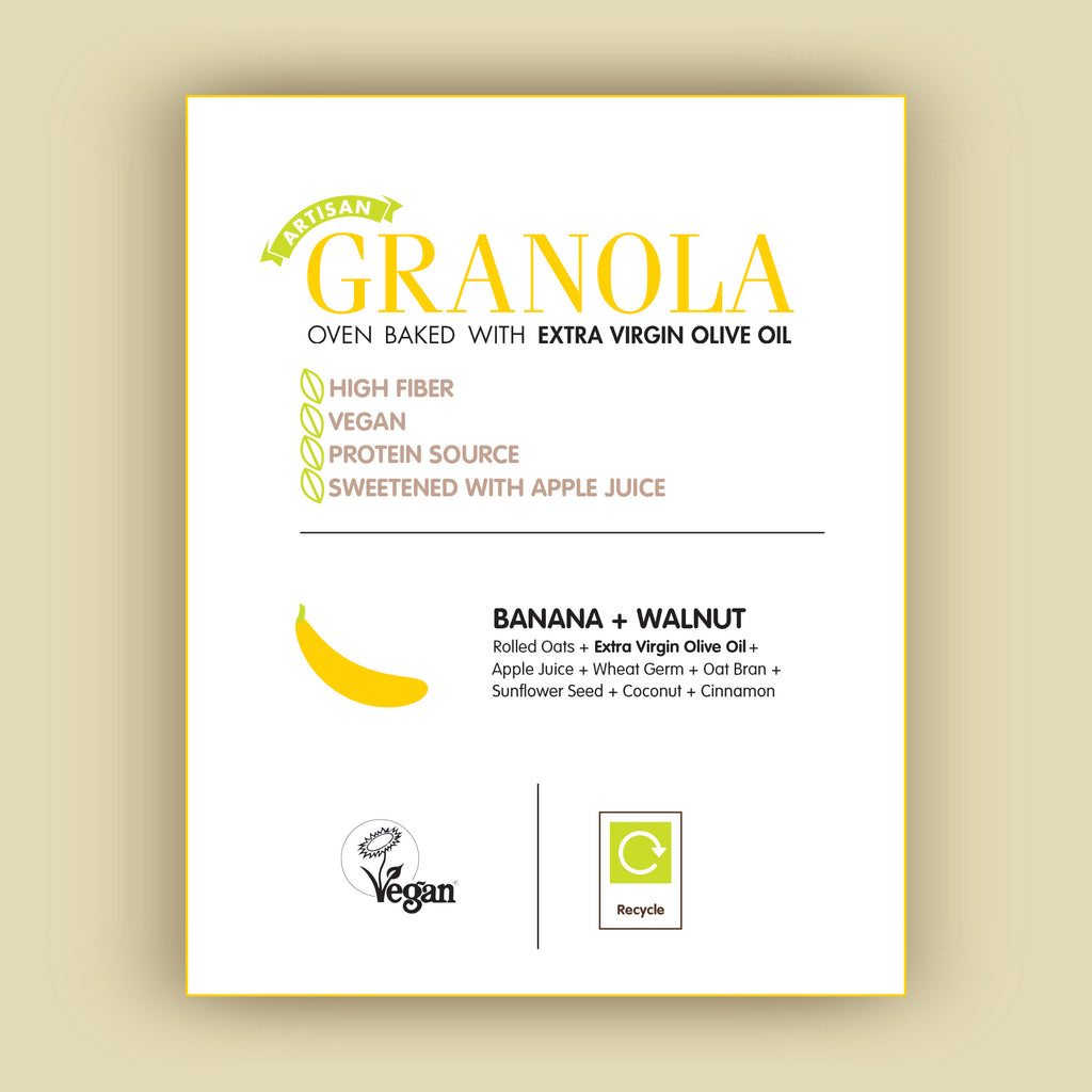 Whole Grain High Fiber Vegan Granola 360 gram 12.69 ounces (Banana-Walnut)