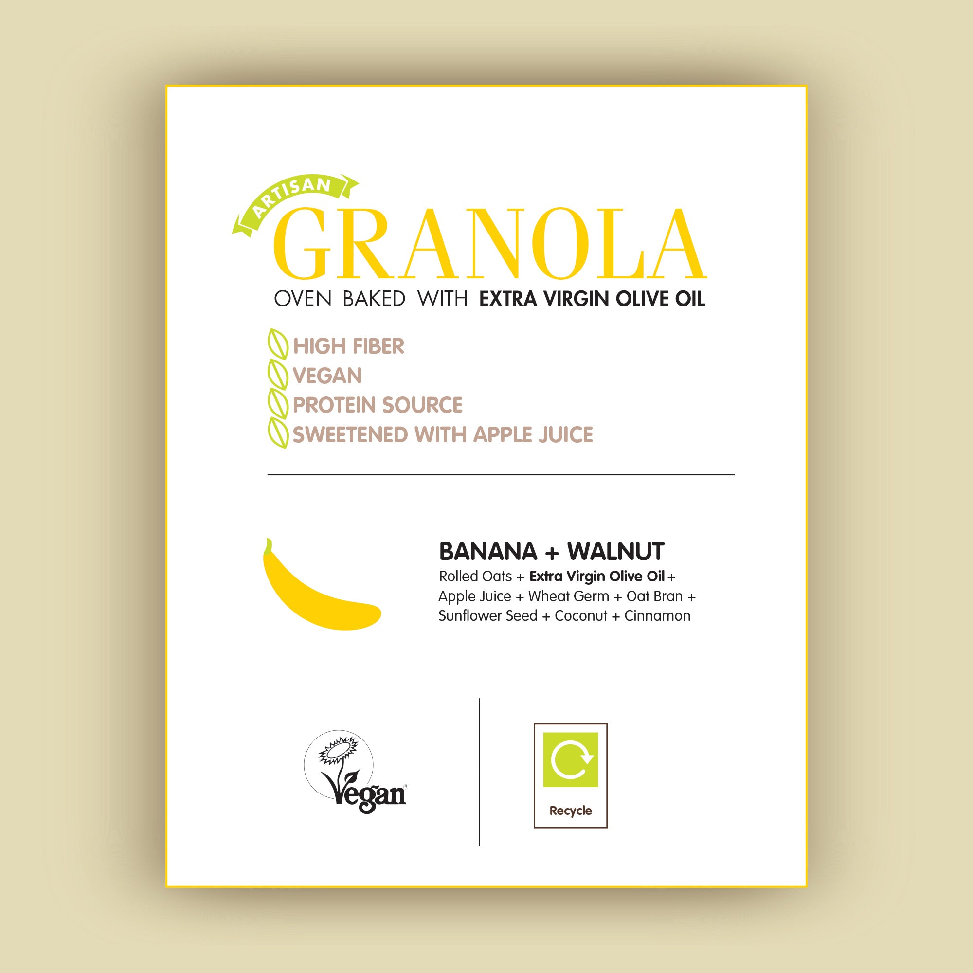 Whole Grain High Fiber Vegan Granola 360 gram 12.69 ounces (Banana-Walnut)