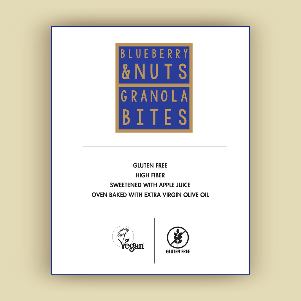 Whole Grain Gluten-free Vegan Granola Bites Snack 38 gram (Blueberry - Nuts)