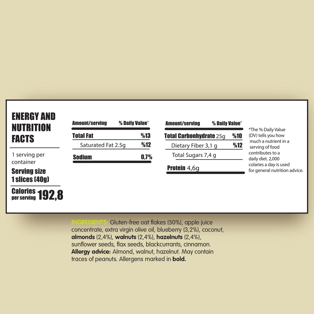 Whole Grain Gluten-free Vegan Granola Bites Snack 38 gram (Blueberry - Nuts)