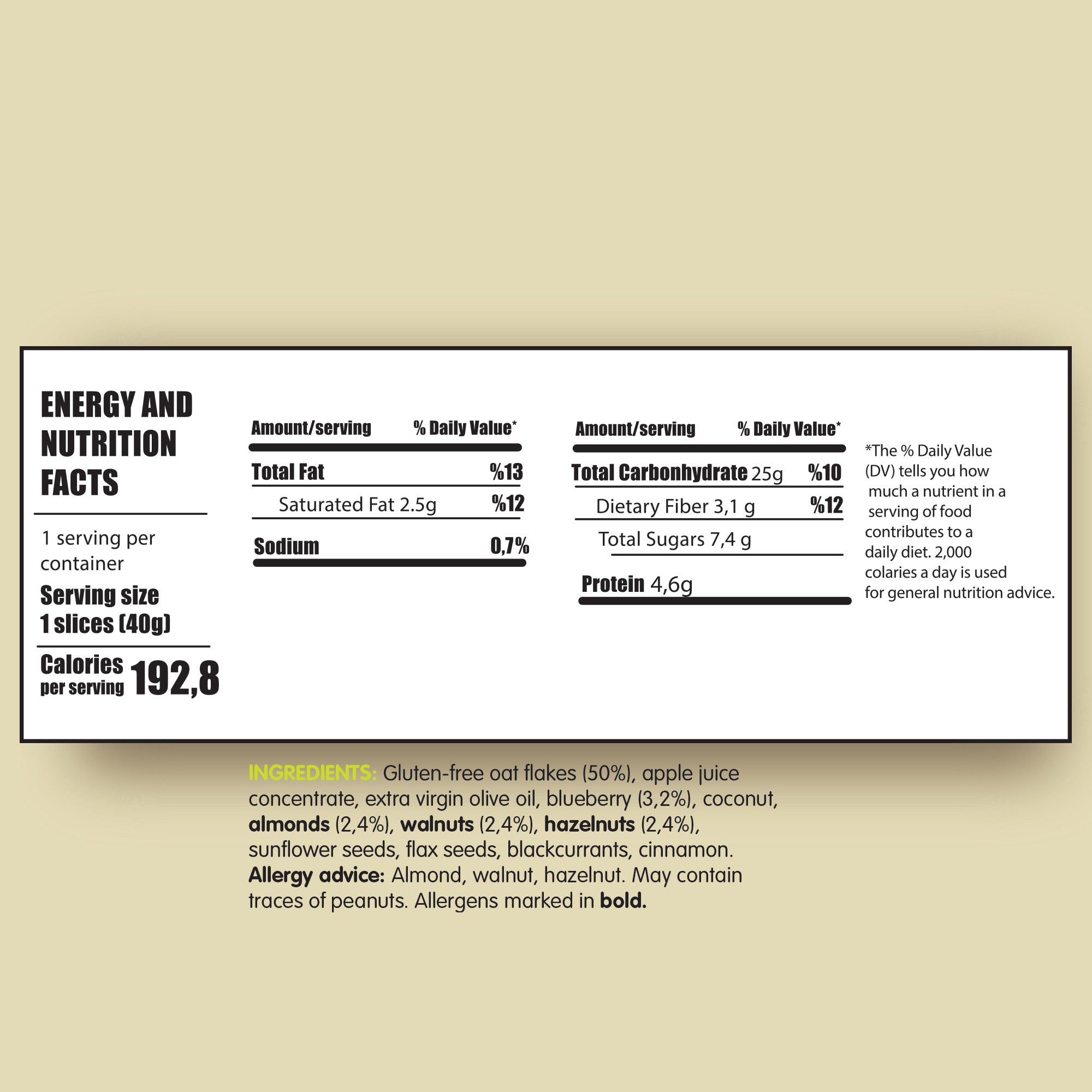 Whole Grain Gluten-free Vegan Granola Bites Snack 38 gram (Blueberry - Nuts)