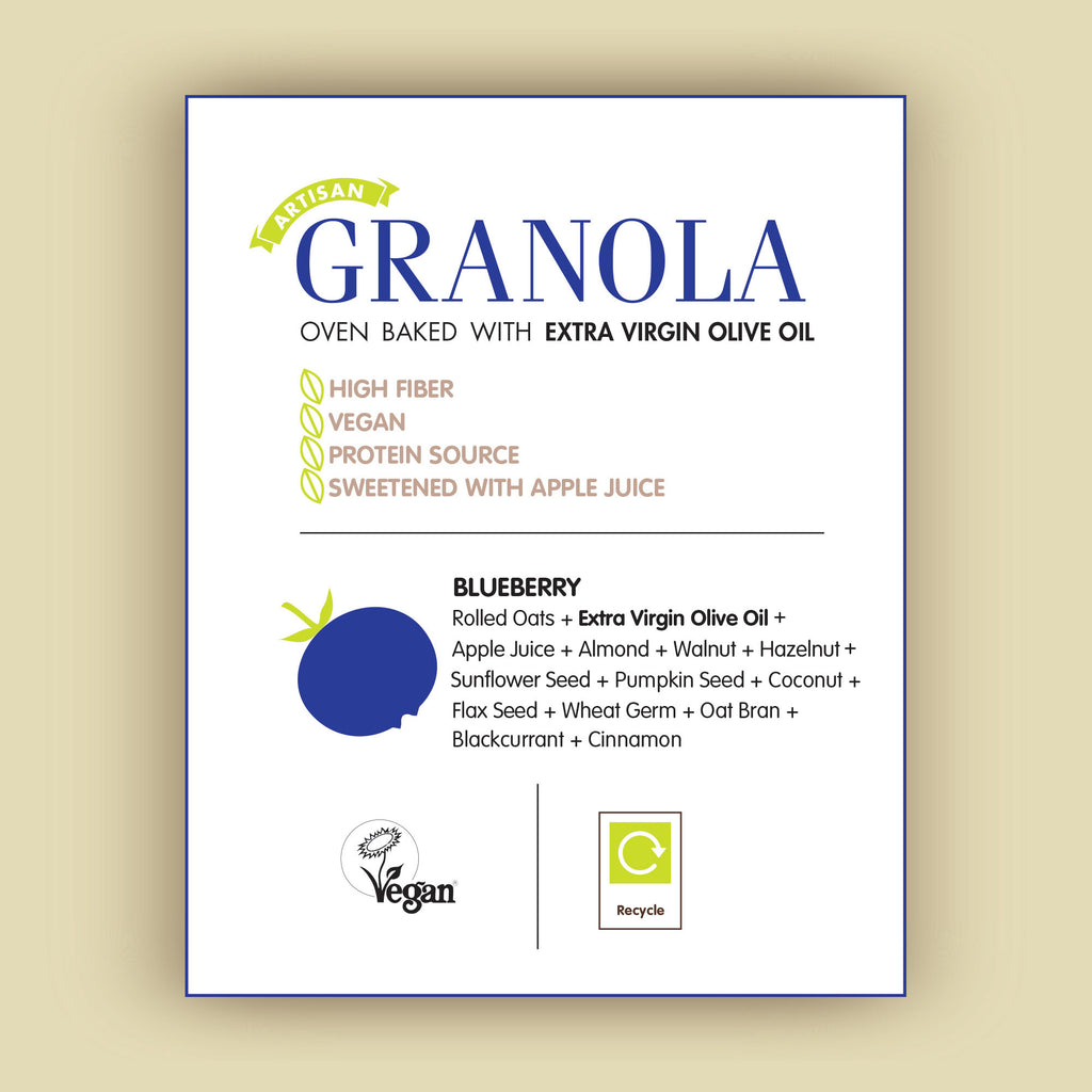 Whole Grain High Fiber Vegan Granola 360 gram 12.69 ounces (Blueberry)