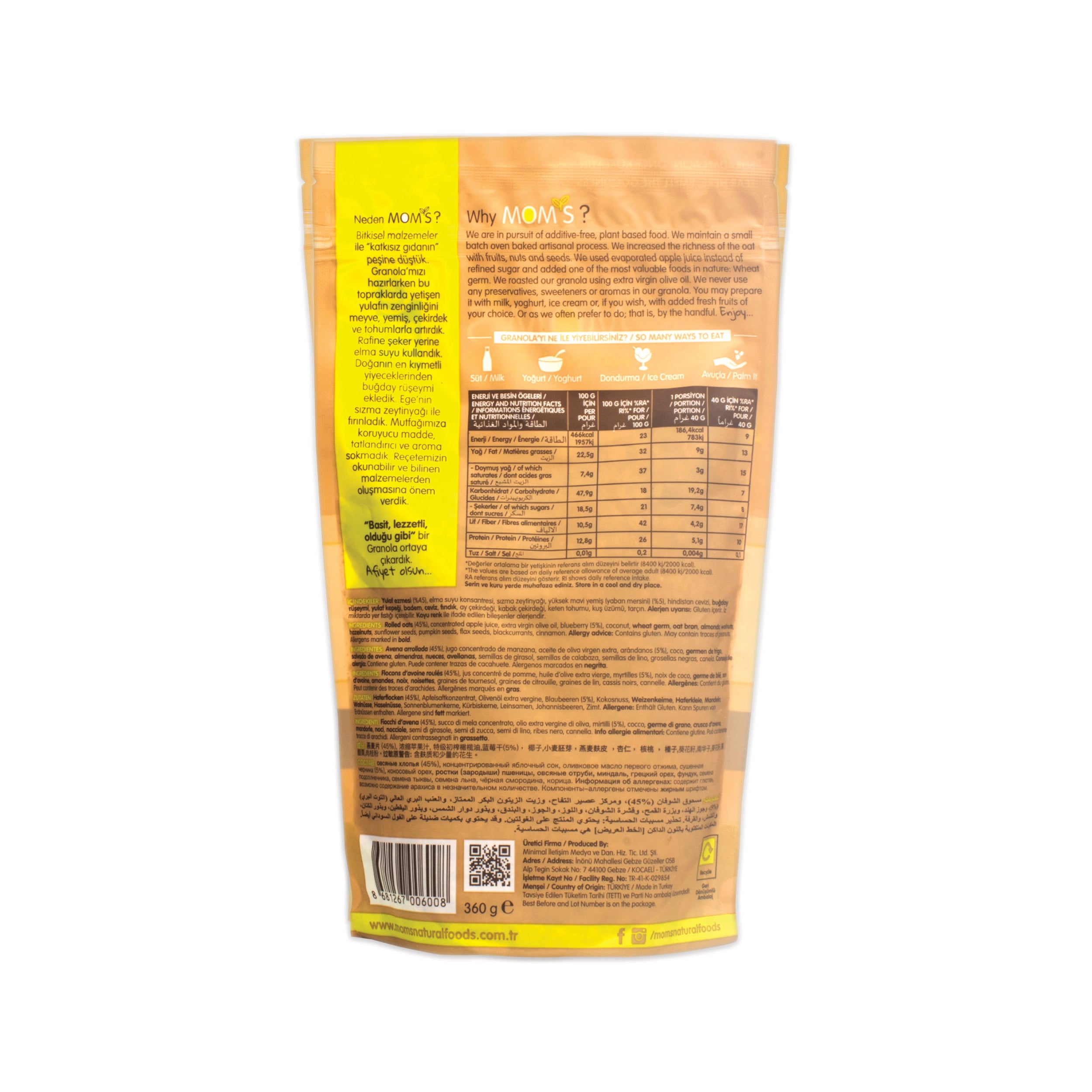 Whole Grain High Fiber Vegan Granola 360 gram 12.69 ounces (Blueberry)